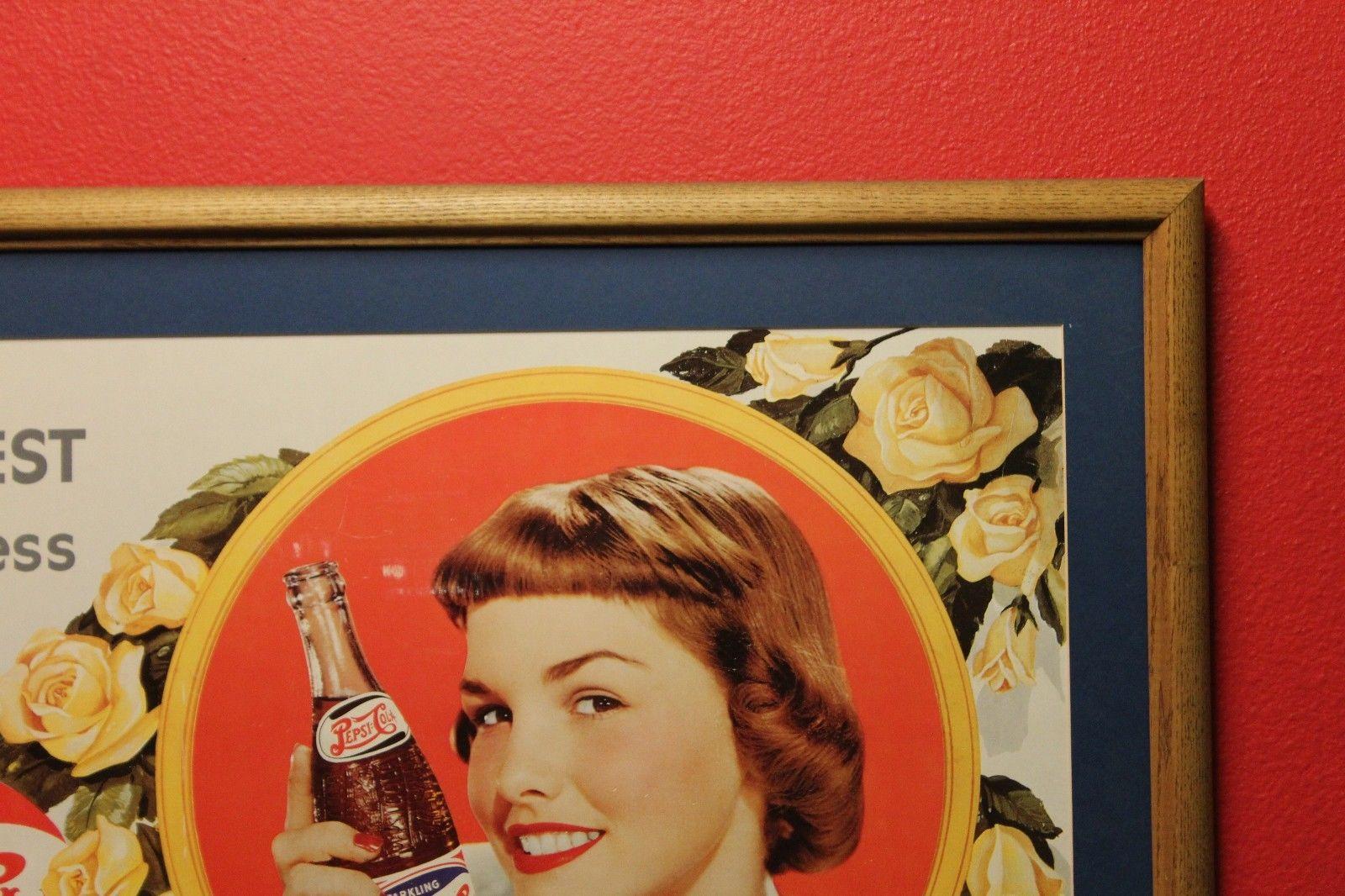 Mid-20th Century 1940s Vintage Pepsi Cola Cardboard Advertising Sign For Sale