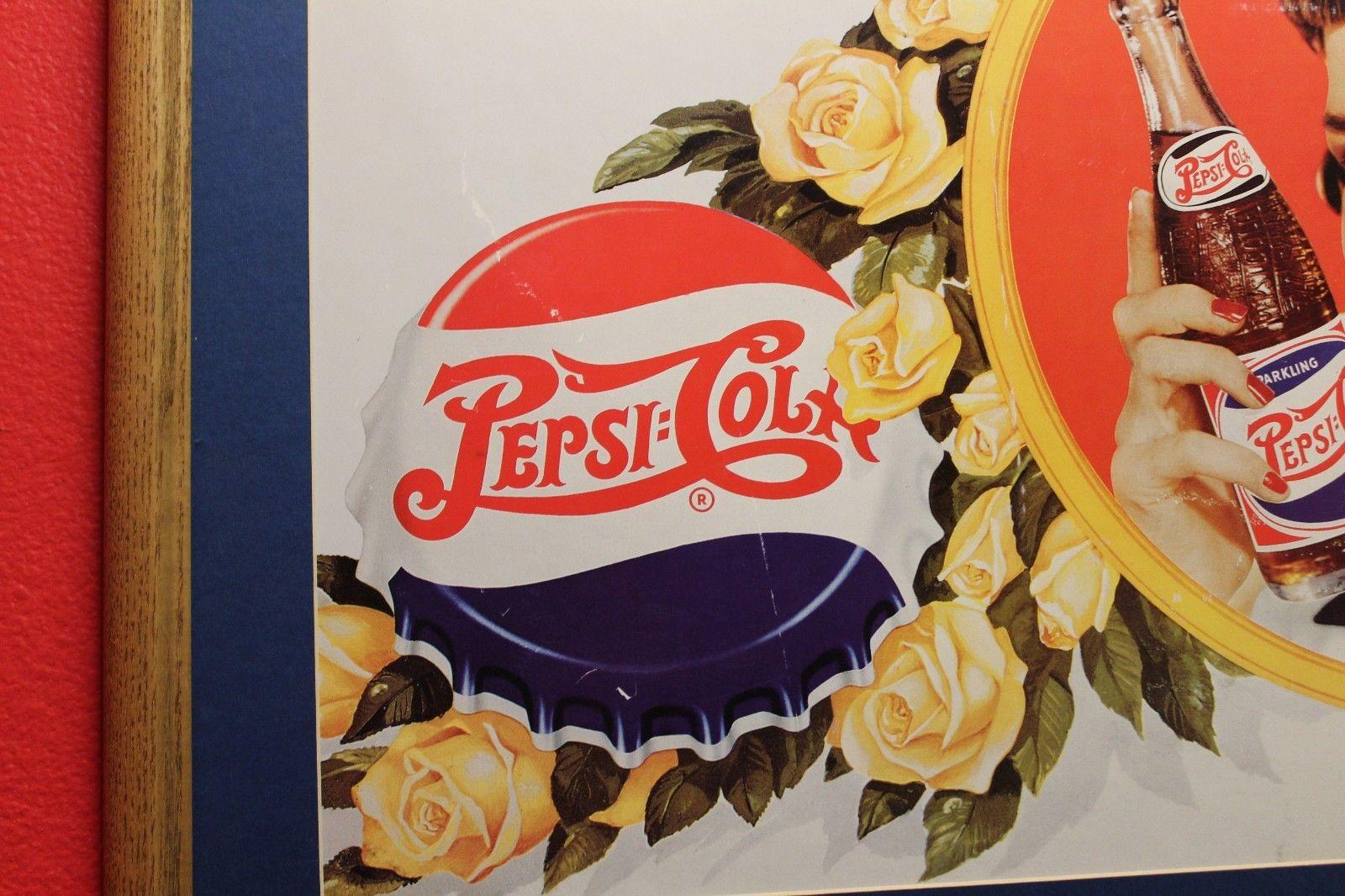 Mid-20th Century 1940s Vintage Pepsi Cola Cardboard Advertising Sign For Sale