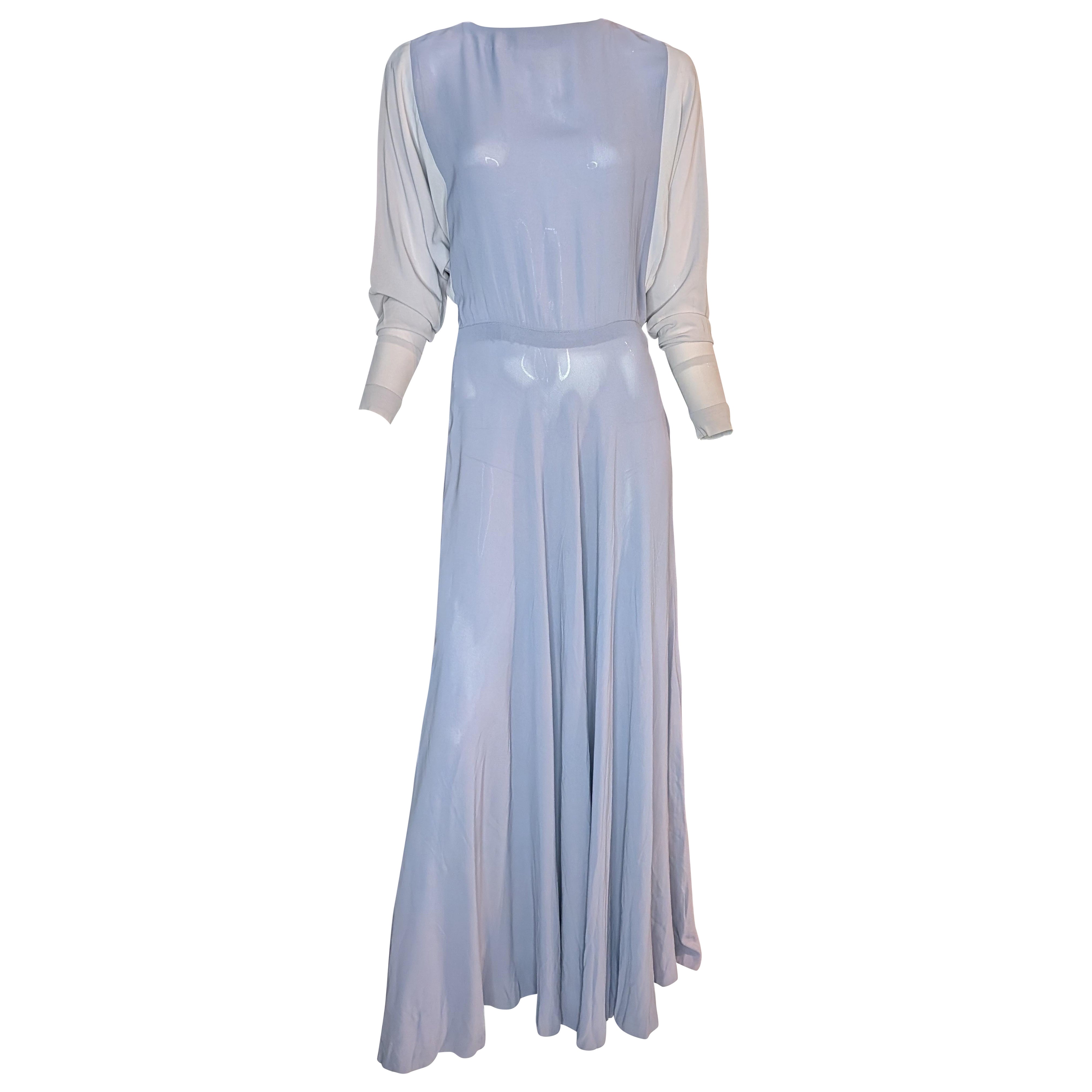 Vintage des années 1940 - Robe à boutons de couleur en pervenche