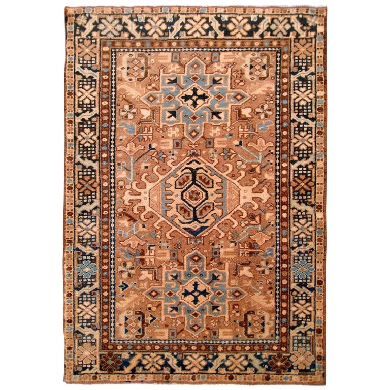 Vintage Persian Heriz Karaja Small Size Rug Geometric Design And Soft Earth Tones For Sale At 1stdibs Vintage Persian Heriz Karaja Small Size Rug Geometric Design And Soft Earth Tones For Sale At 1stdibs