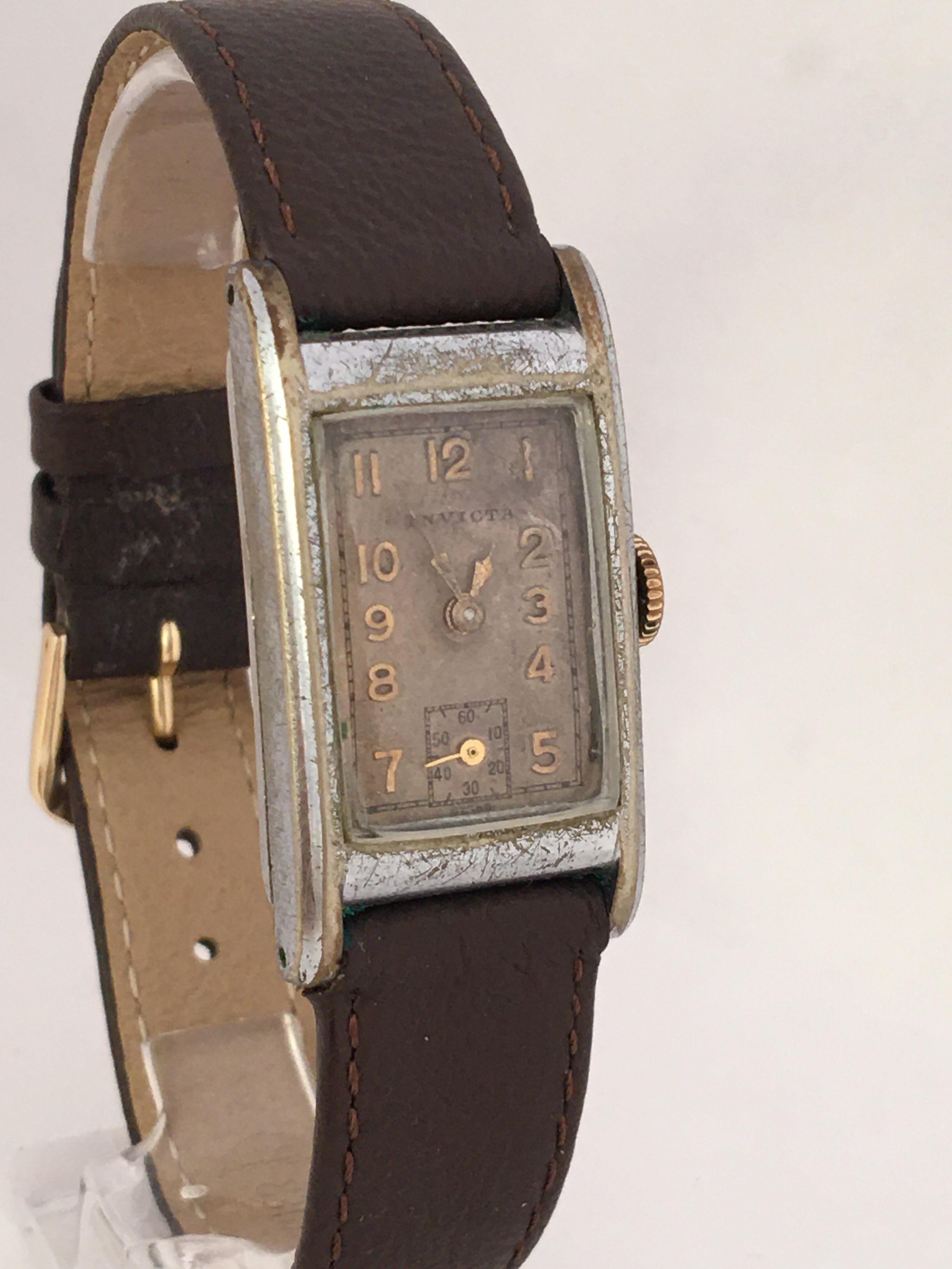 1940s Vintage Rectangular Invicta Mechanical Watch For Sale 4
