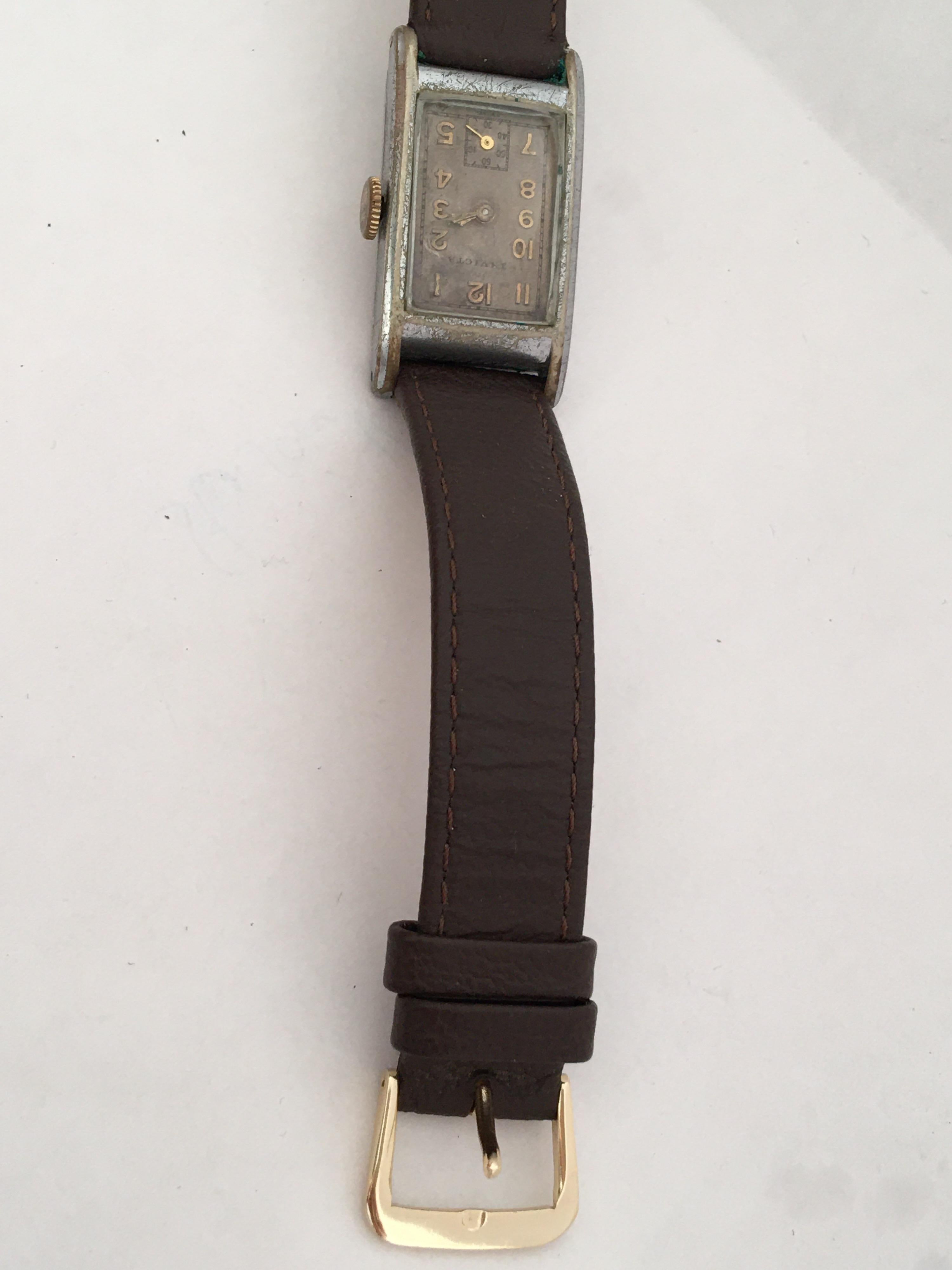 Women's or Men's 1940s Vintage Rectangular Invicta Mechanical Watch For Sale