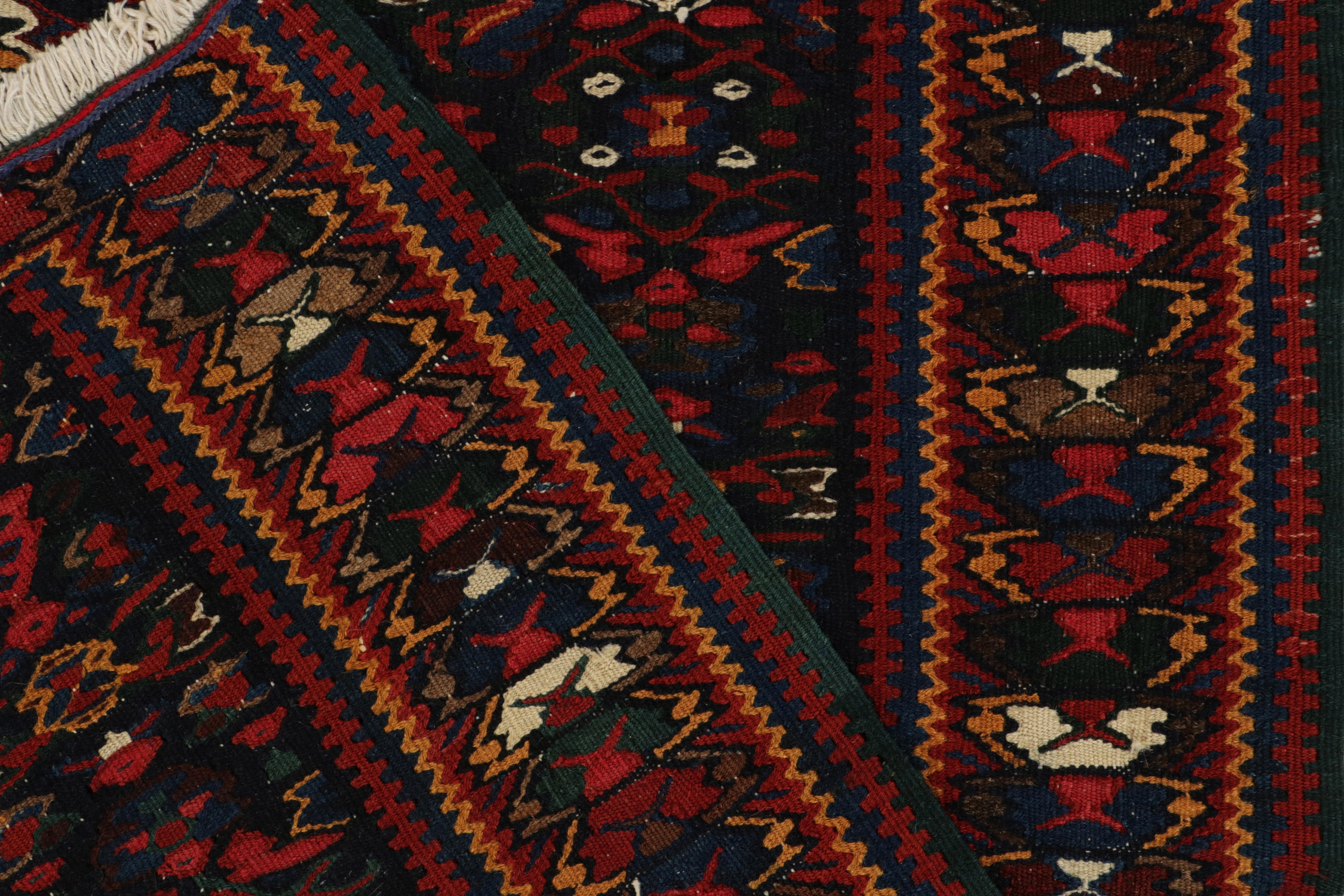 Mid-20th Century 1940s Vintage Senneh Kilim in Red, Beige-Brown Tribal pattern by Rug & Kilim For Sale