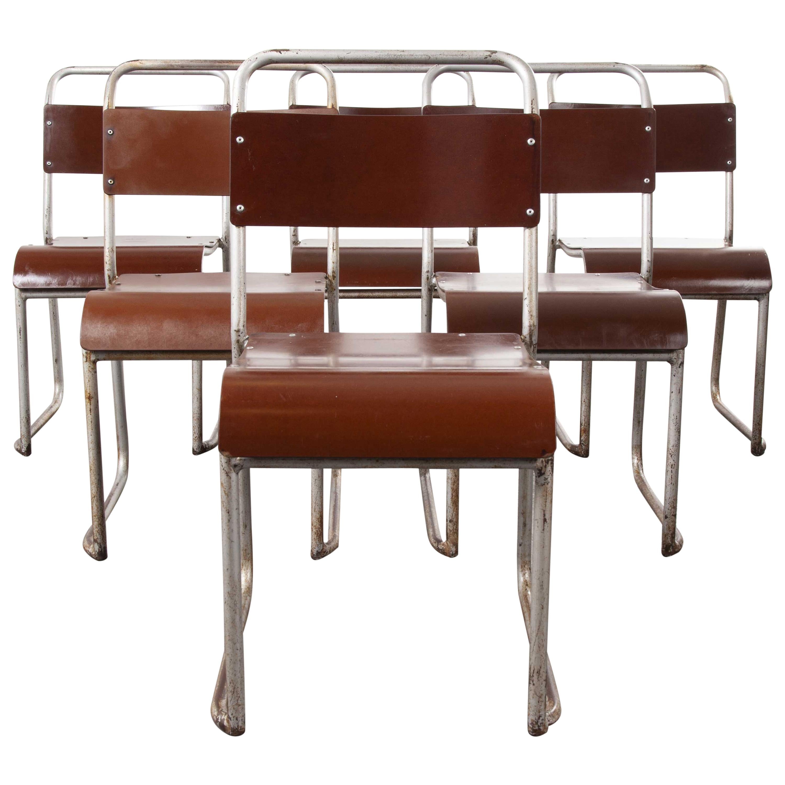 1940s Vintage Stacking Bakelite Seat Dining Chair, Set of Six