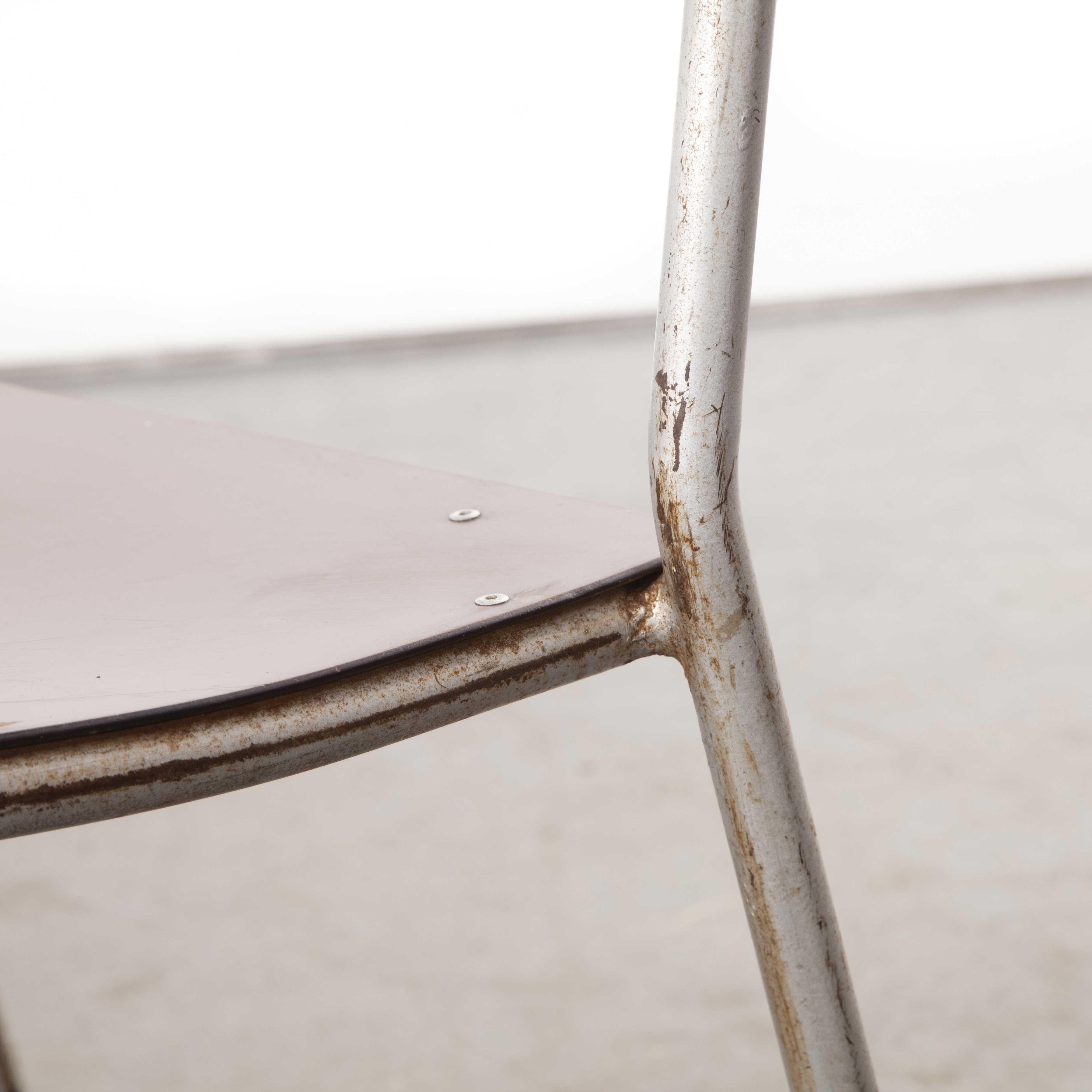 Mid-20th Century 1940s Vintage Stacking Bakelite Seat Dining Chair, Various Quantities Available