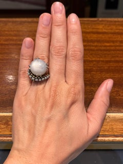 1940s Vintage Star Sapphire Diamond Cocktail Ring