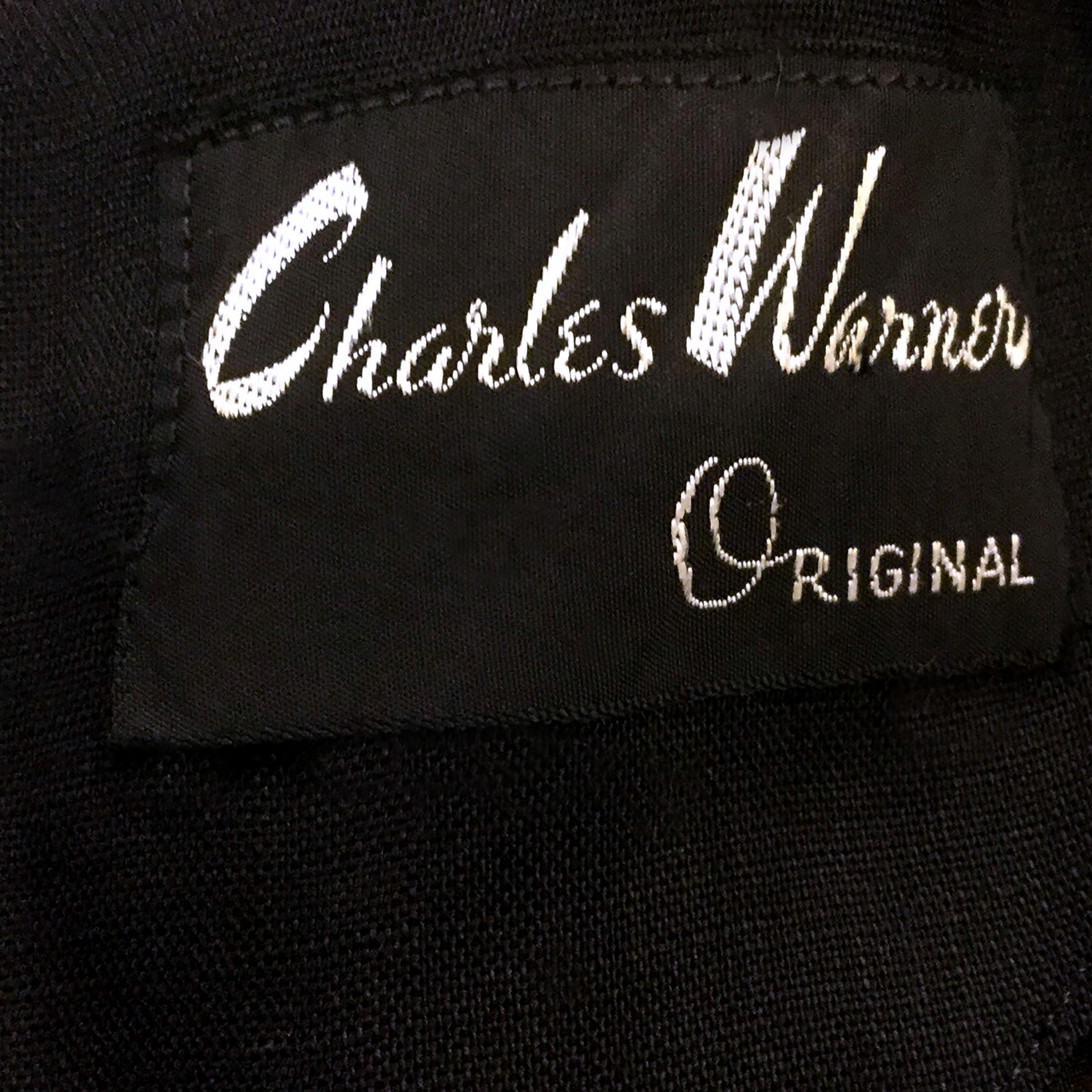 Robe Vintage des années 1940 - Charles Warner - Col avec empiècement en maille + nœud en vente 2