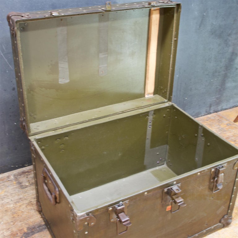 1930s Winship Vulcanized Us Navy Travel Servicemens Trunk Bench