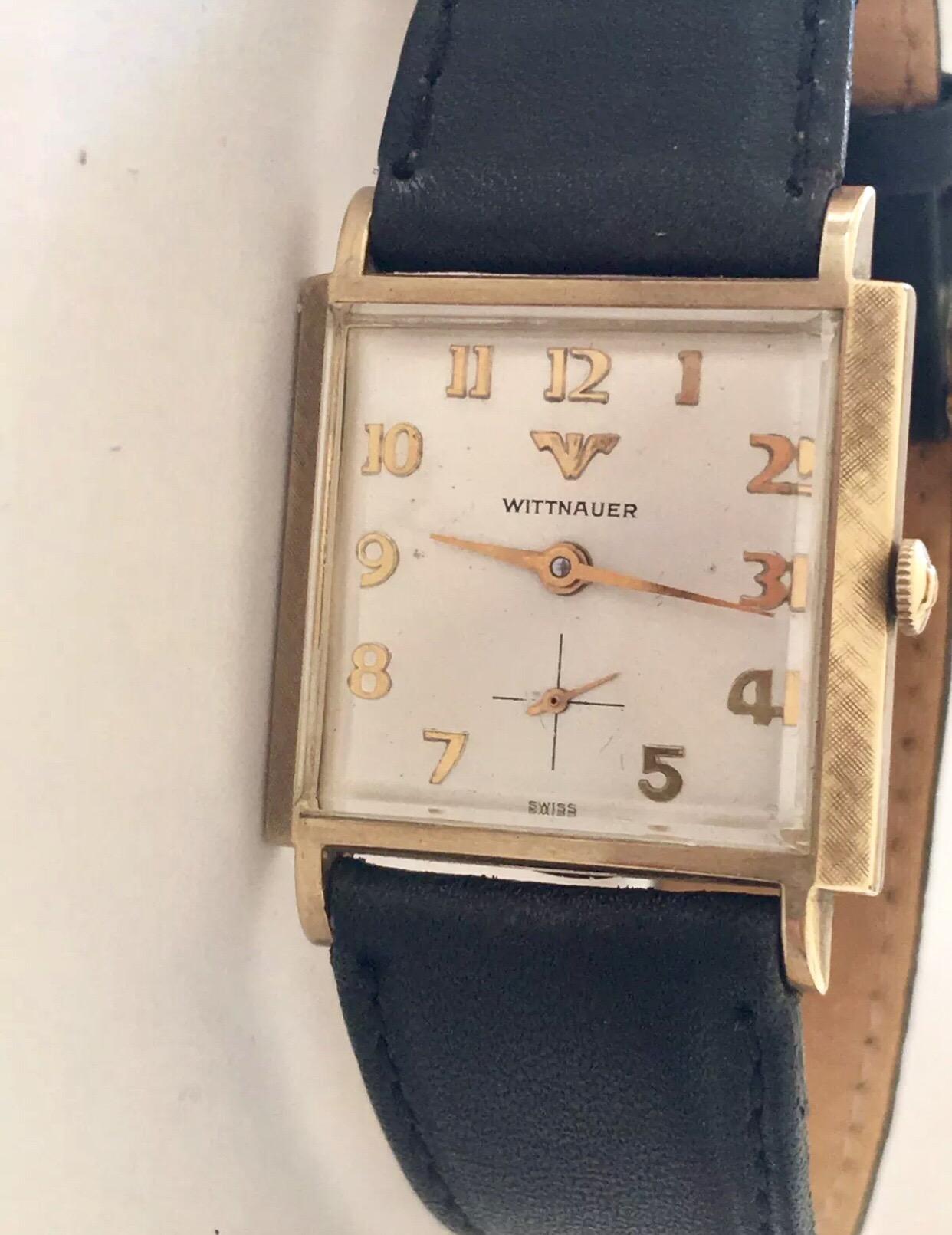 1940s Vintage Wittnauer 10 Karat Gold Filled with Stainless Steel Case Back For Sale 3