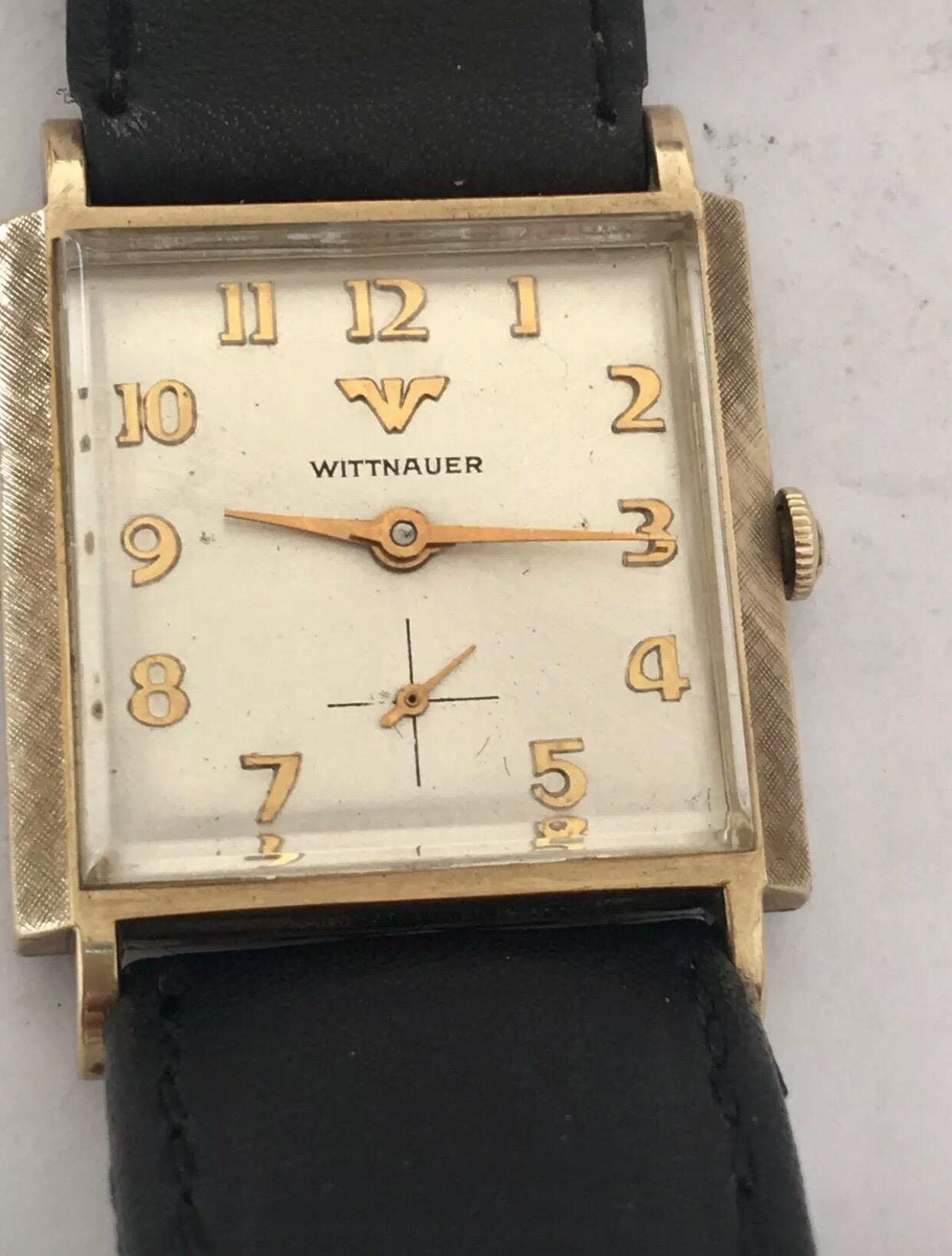 1940s Vintage Wittnauer 10 Karat Gold Filled with Stainless Steel Case Back For Sale 5