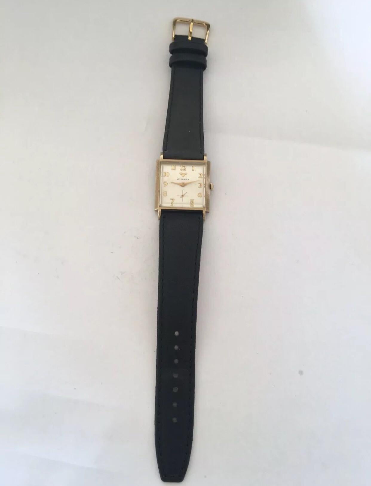 1940s Vintage Wittnauer 10 Karat Gold Filled with Stainless Steel Case Back For Sale 1
