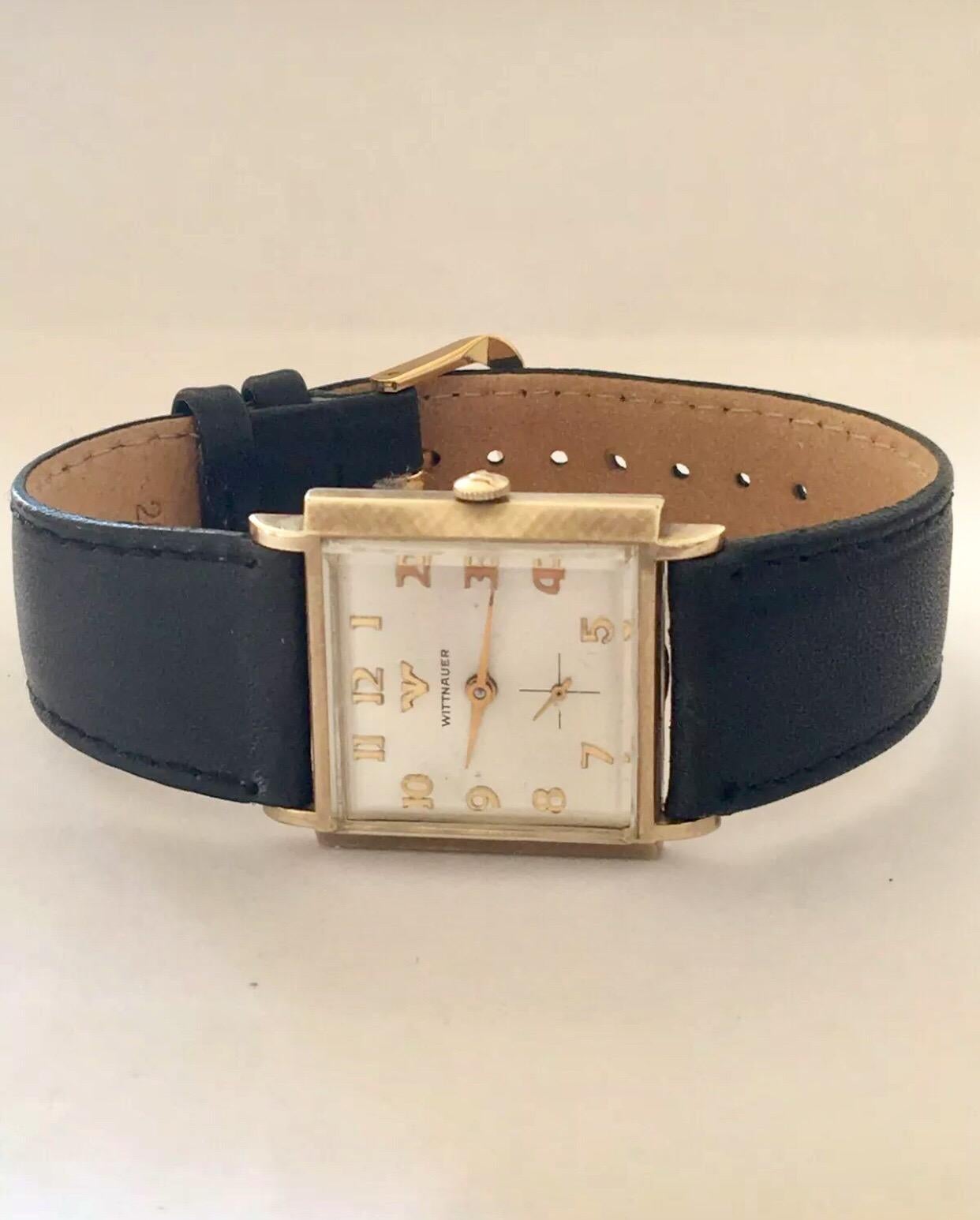 1940s Vintage Wittnauer 10 Karat Gold Filled with Stainless Steel Case Back For Sale 2