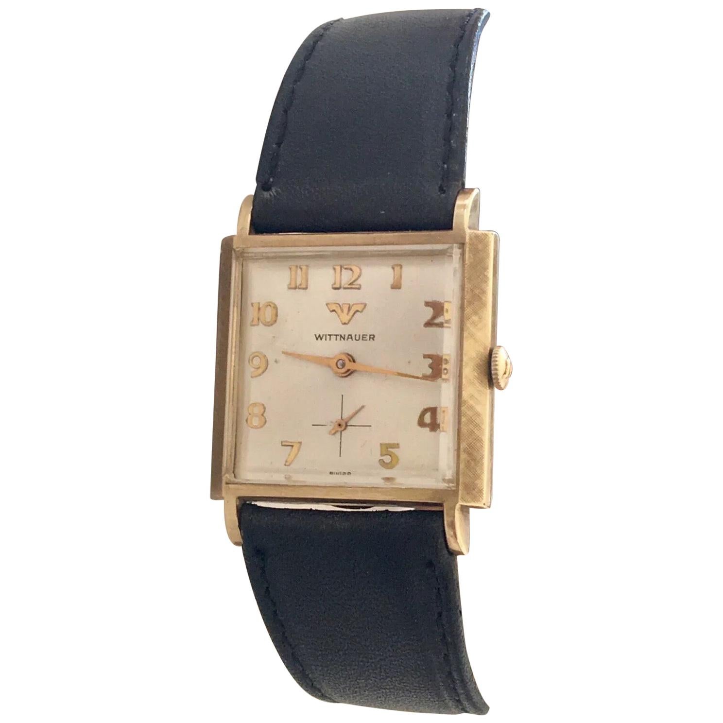 1940s Vintage Wittnauer 10 Karat Gold Filled with Stainless Steel Case Back For Sale