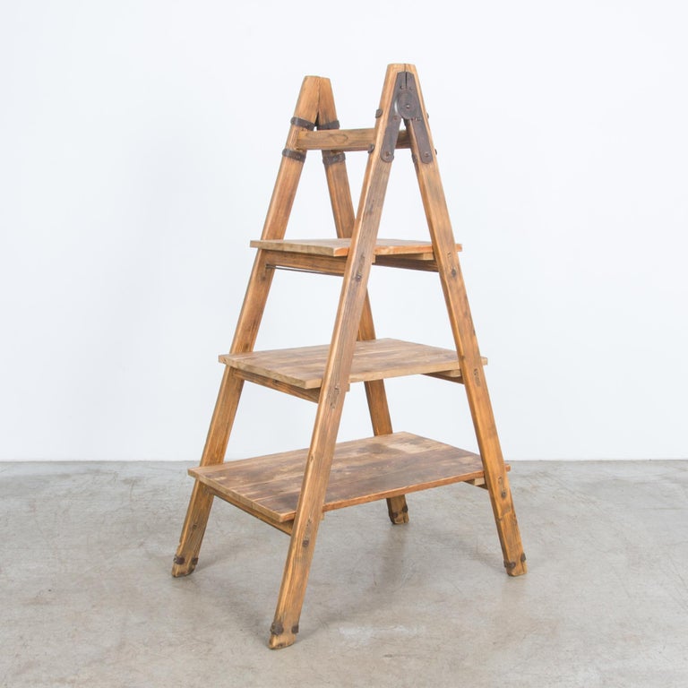 1940s Vintage Wooden Ladder Shelf at 1stDibs