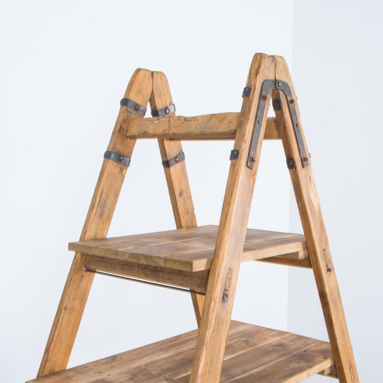 1940s Vintage Wooden Ladder Shelf For Sale at 1stDibs