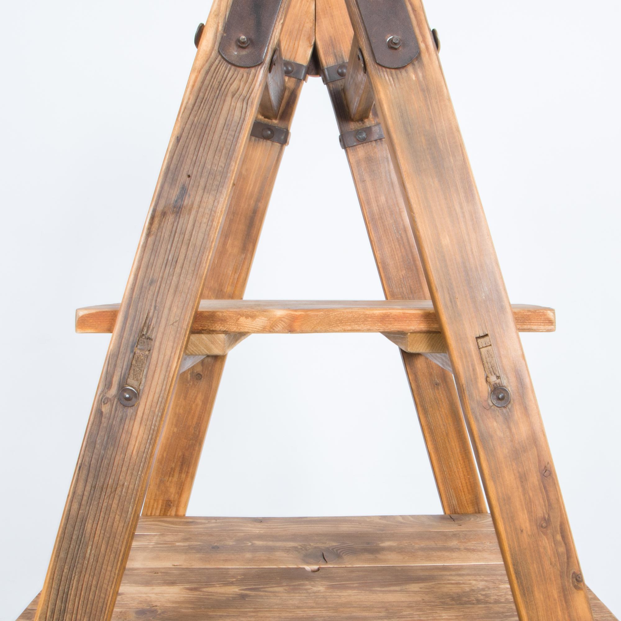 French Provincial 1940s Vintage Wooden Ladder Shelf