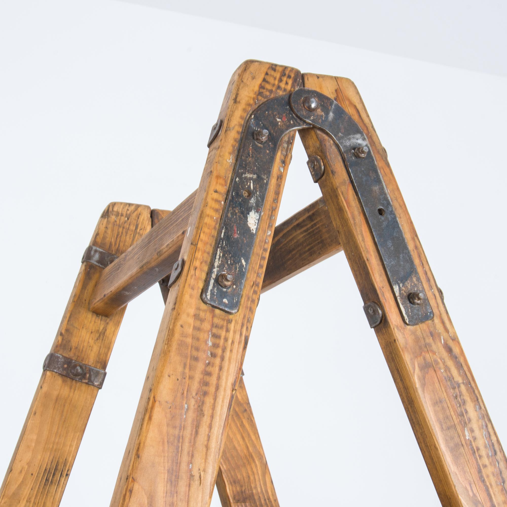 French Provincial 1940s Vintage Wooden Ladder Shelf
