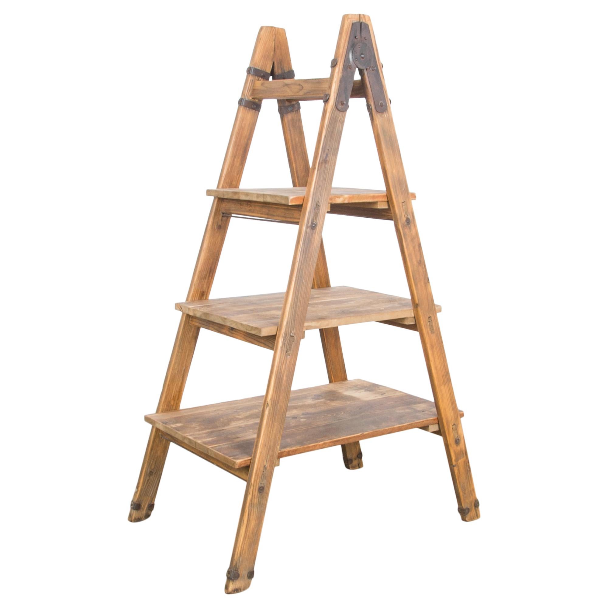 1940s Vintage Wooden Ladder Shelf