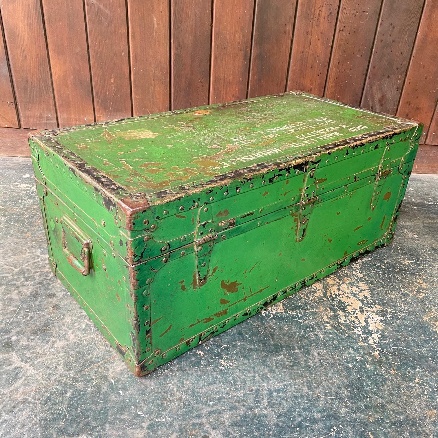 1940s Vulcanized US Army Trunk Box Table Pedestal Retail Display Heavy Patina 1