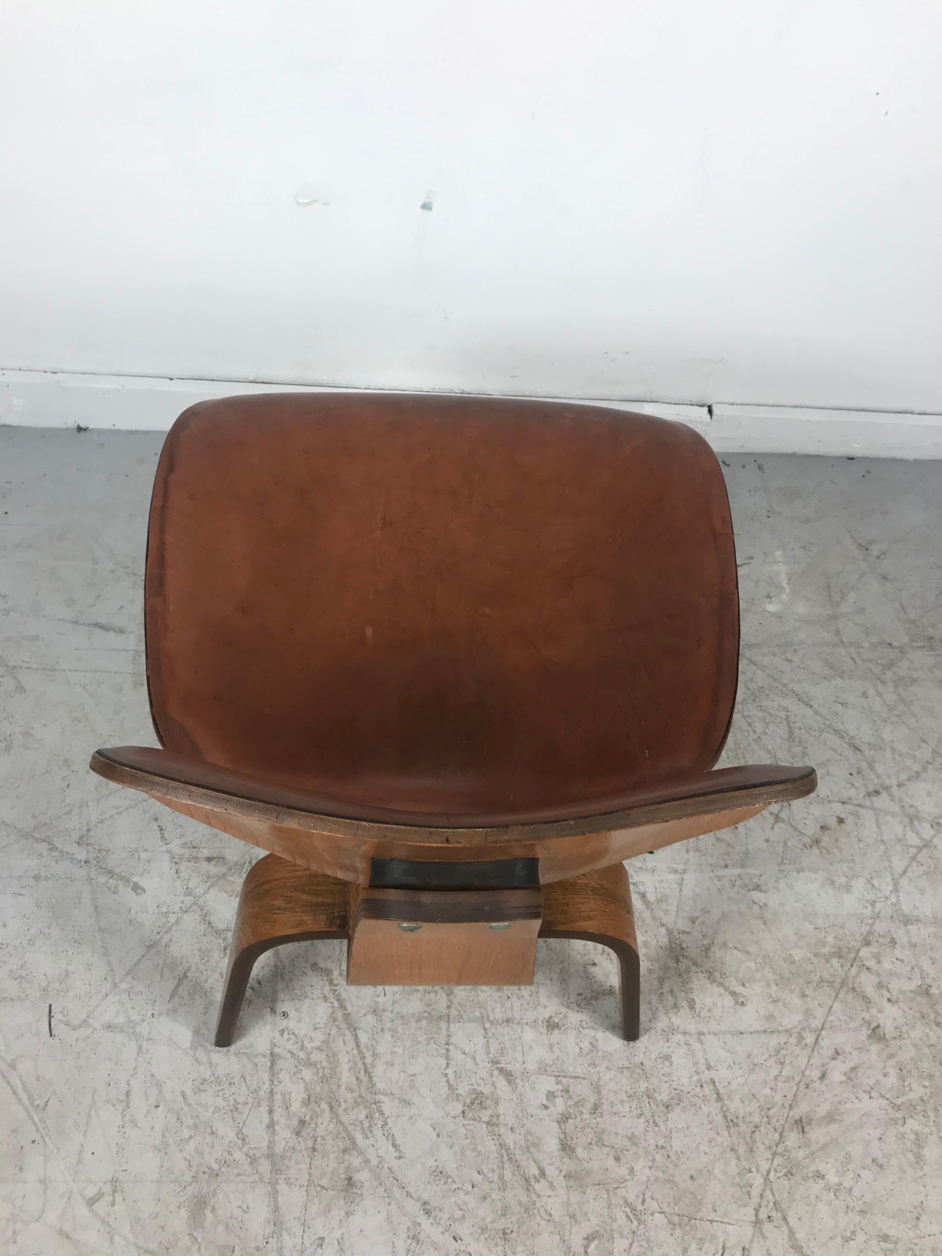 1940s Walnut and Leather DCW Chair by Charles & Ray Eames 1