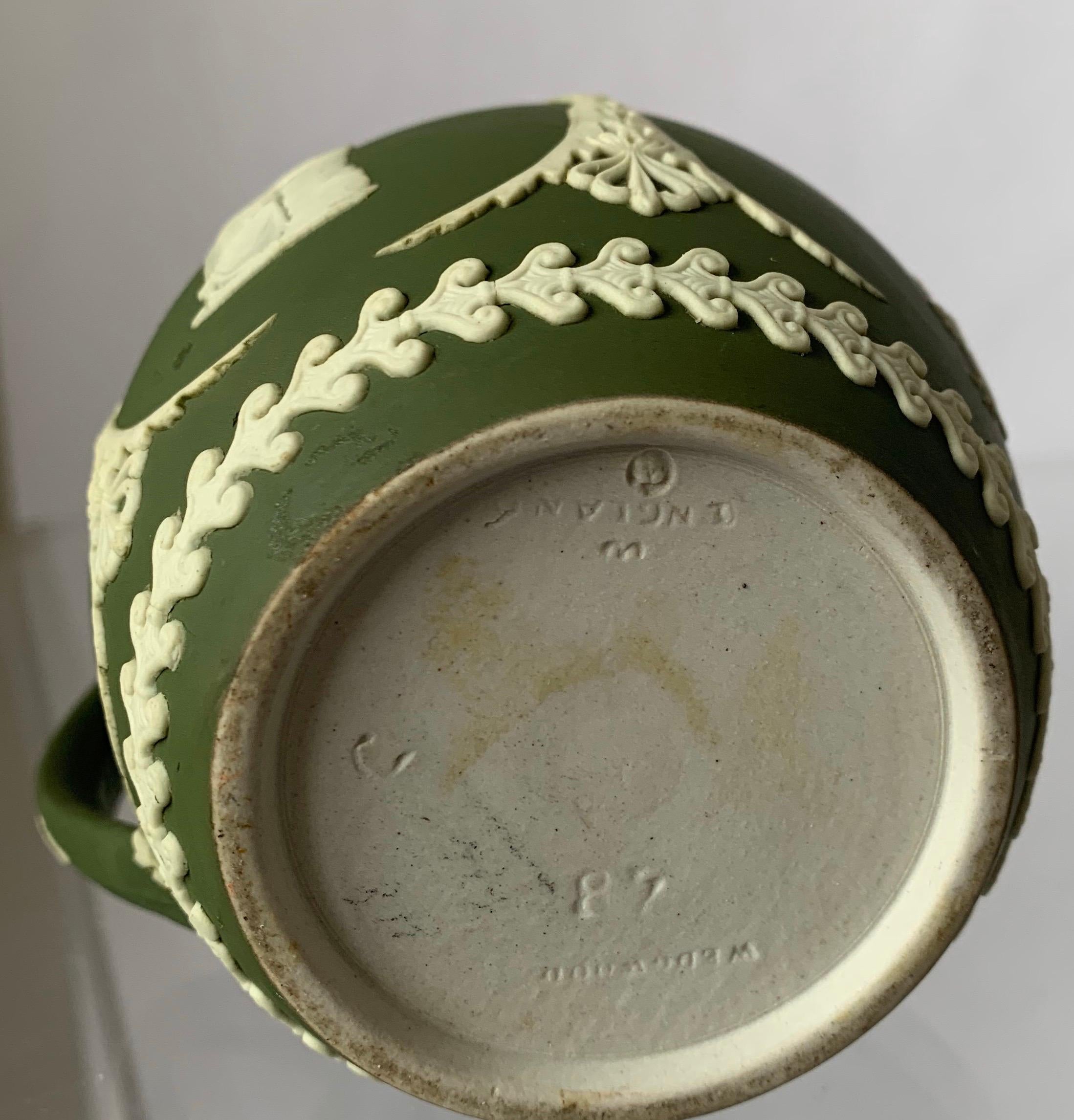 1940s Wedgwood Neoclassical Light Green Jasperware Pitcher 1