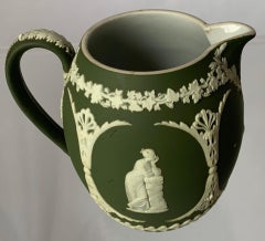 1940s Wedgwood Neoclassical Light Green Jasperware Pitcher