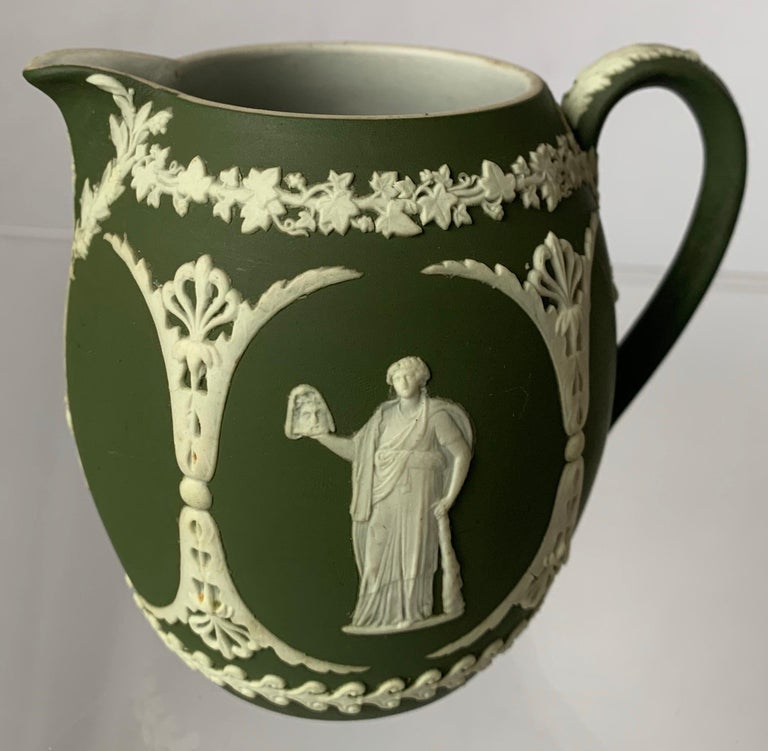 1940s Wedgwood Neoclassical Light Green Jasperware Pitcher at 1stDibs