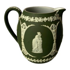 1940s Wedgwood Neoclassical Light Green Jasperware Pitcher