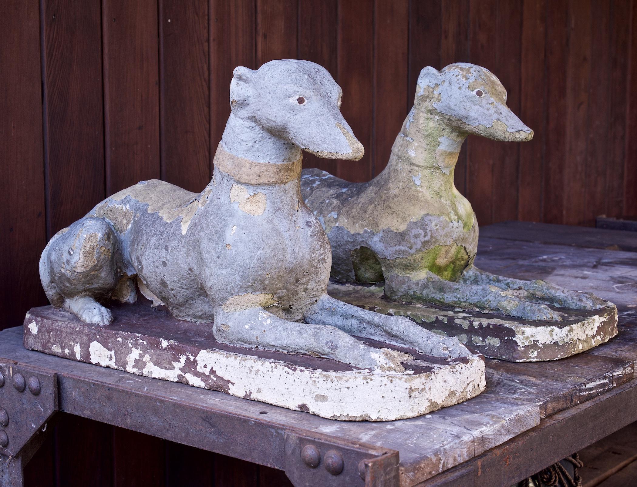 1920s Whippet Greyhound Dogs Concrete Entryway Wall Sculptures Vintage Mansion  For Sale 2