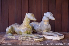 1920s Whippet Greyhound Dogs Concrete Entryway Wall Sculptures Vintage Mansion