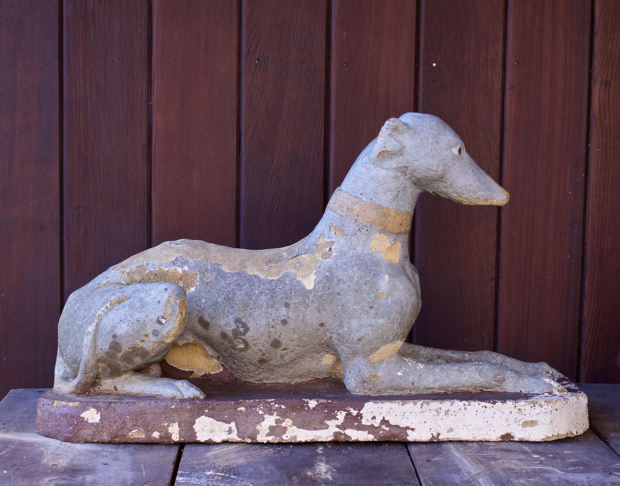 Mid-Century Modern 1920s Whippet Greyhound Dogs Concrete Entryway Wall Sculptures Vintage Mansion  For Sale
