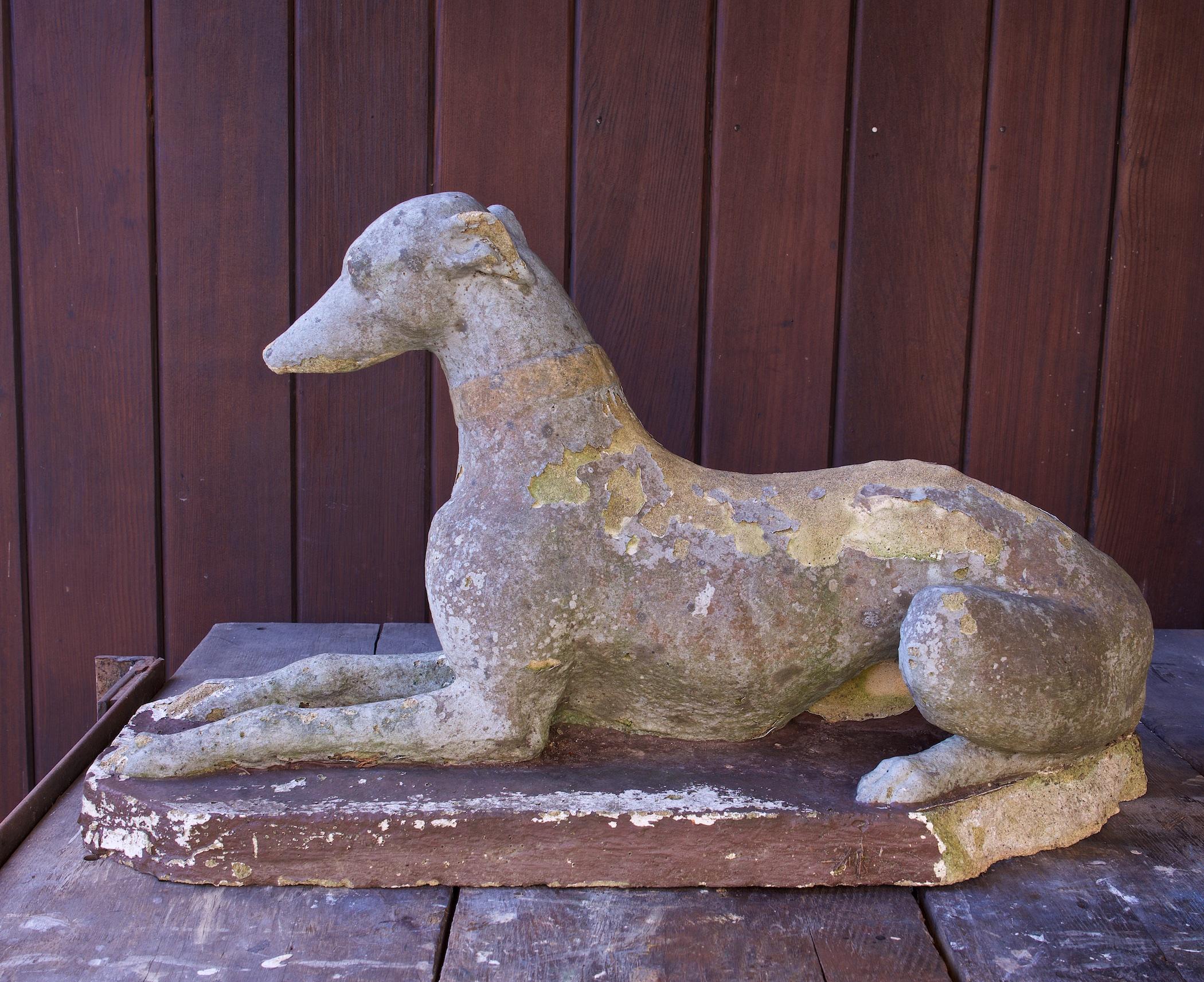 American 1920s Whippet Greyhound Dogs Concrete Entryway Wall Sculptures Vintage Mansion  For Sale