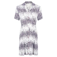Vintage 1940s White and Purple Rayon Floral Print Shirtwaister Dress