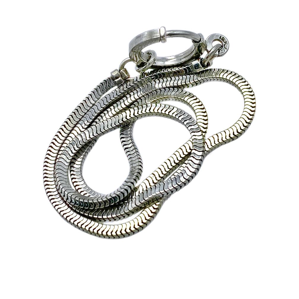 1940s White Gold Filled Link Necklace with Large Sterling Pendant For Sale 1