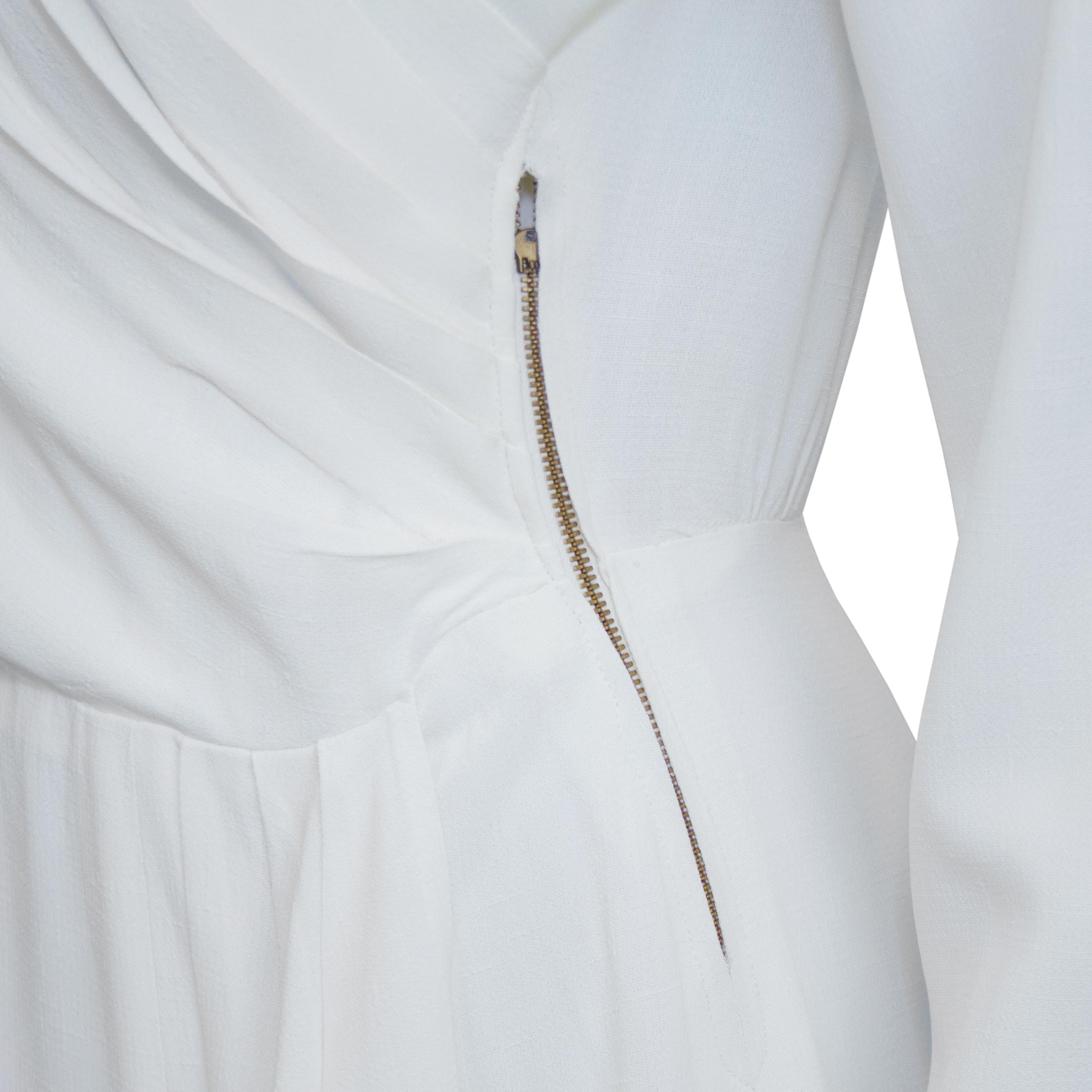 Robe drapée en crêpe de rayonne blanc des années 1940 de style Hollywood ancien Pour femmes en vente