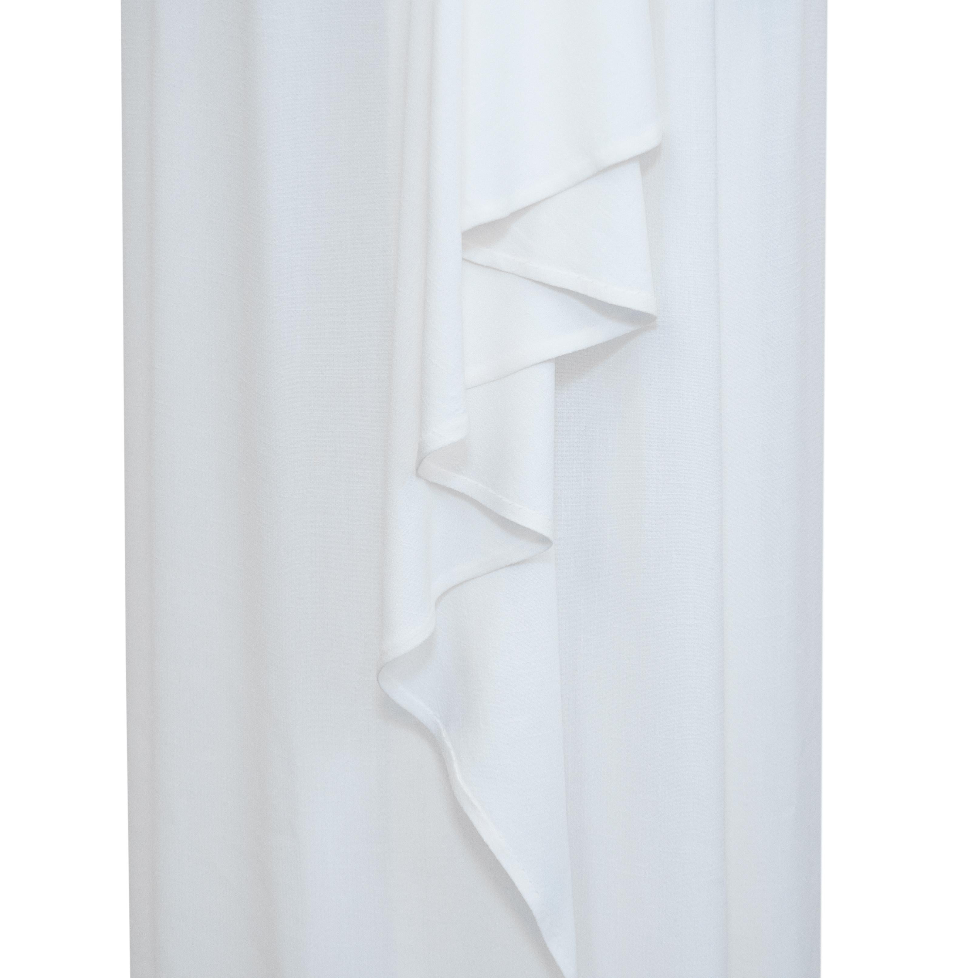 Robe drapée en crêpe de rayonne blanc des années 1940 de style Hollywood ancien en vente 1