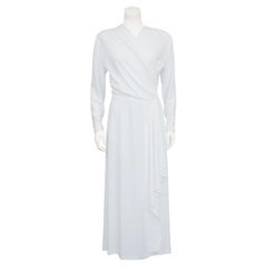 1940's White Rayon Crepe Old Hollywood Style Draped Dress