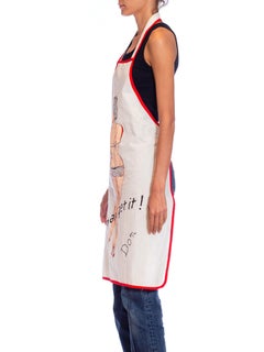 1940S White & Red Cotton Hand Painted Pin-Up Girl Apron