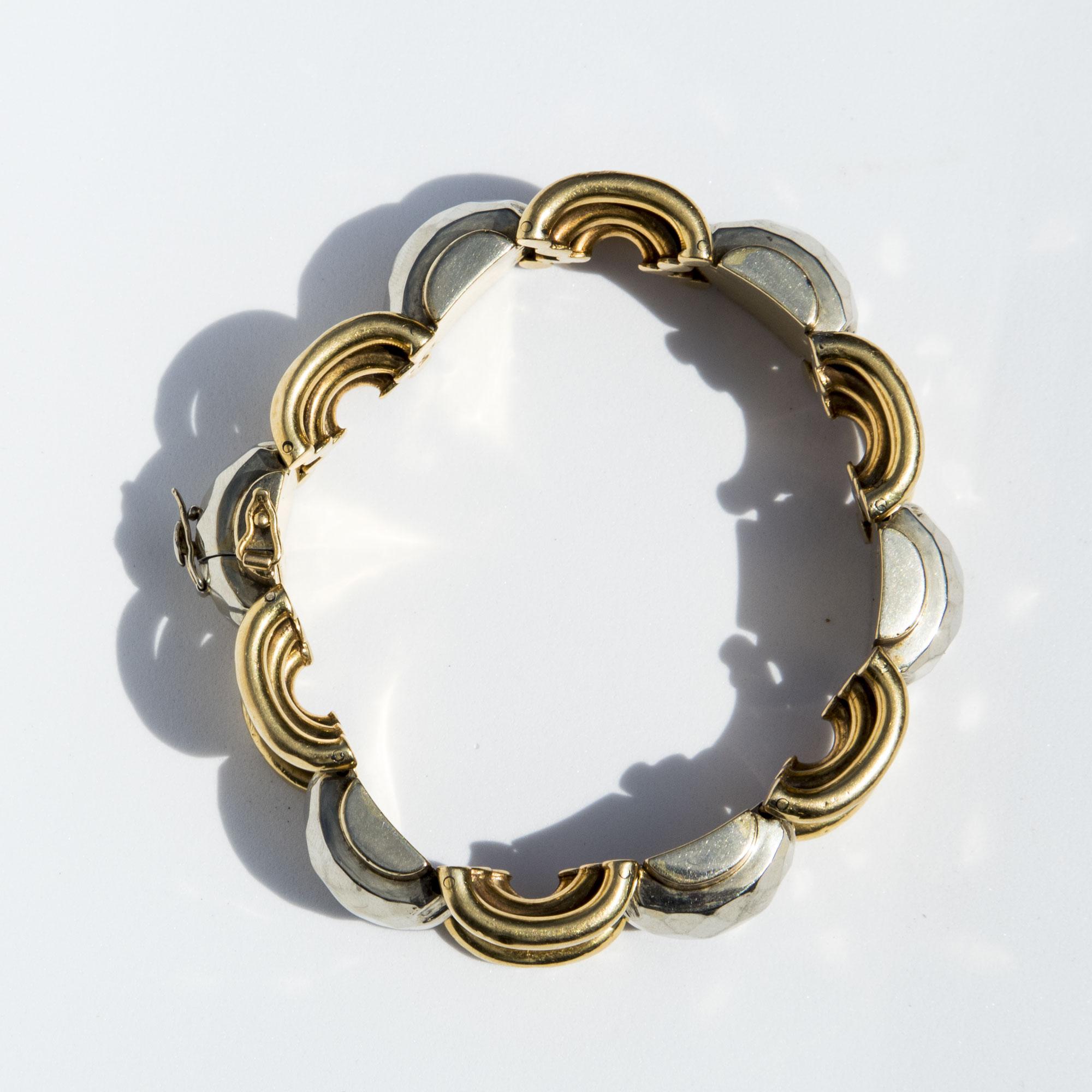 Art Deco 1940s White, Rose and Yellow Gold Bracelet