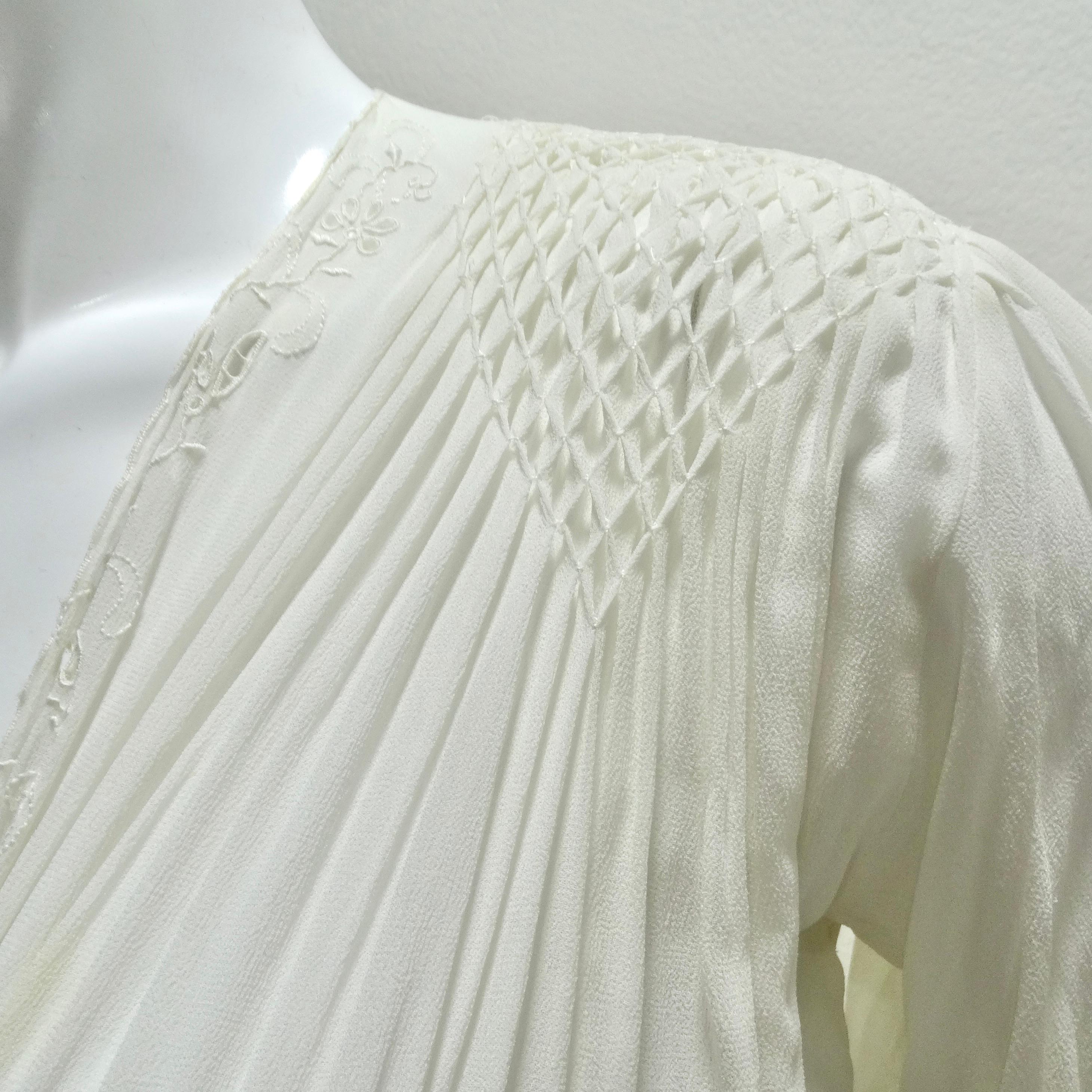 Robe longue en tissu transparent à smocks des années 1940, Whiting Unisexe en vente