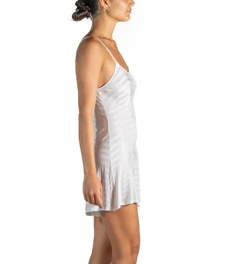 1940S White Striped Rayon Step In Slip Dress In Good Condition For Sale In New York, NY