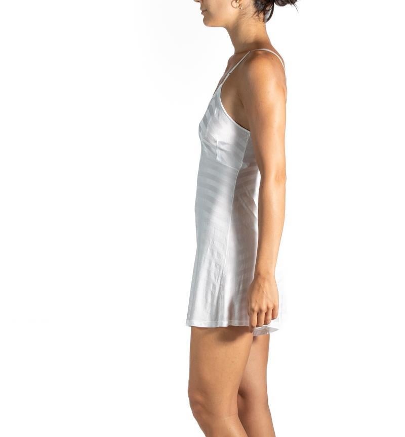 Women's 1940s White Striped Rayon Step In Slip Dress For Sale
