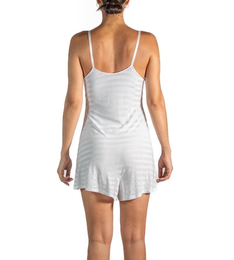 1940S White Striped Rayon Step In Slip Dress For Sale 1