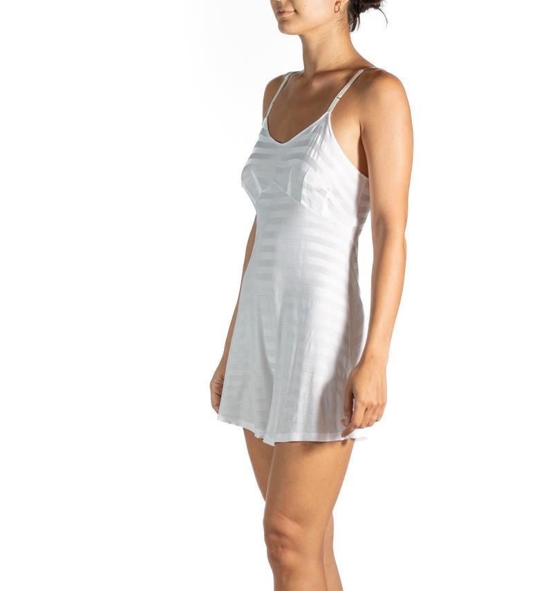 1940s White Striped Rayon Step In Slip Dress For Sale 3