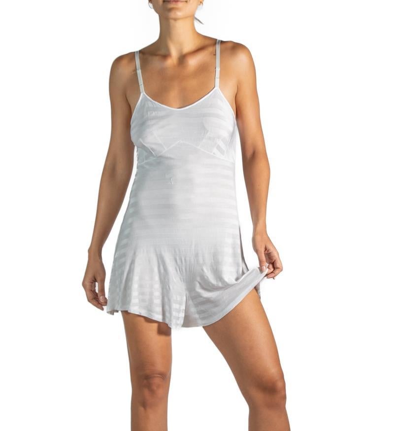 1940S White Striped Rayon Step In Slip Dress For Sale 3