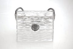 1940s Wilardy Clear Carved Lucite Handbag-Silver Clasp and Mesh Handle