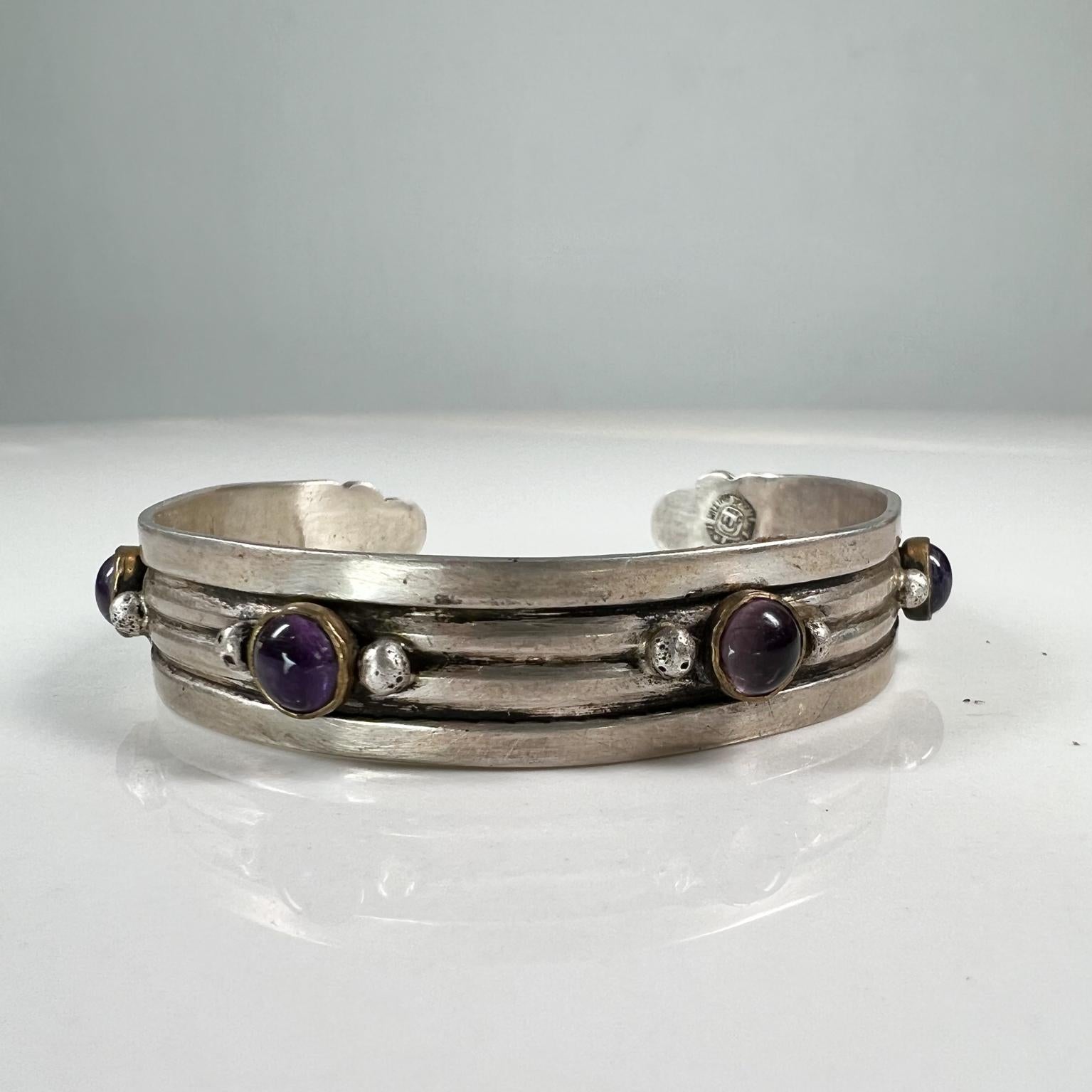 1940s William Spratling Rare Cuff Bracelet Silver Brass & Amethyst Taxco, Mexico In Good Condition In Chula Vista, CA