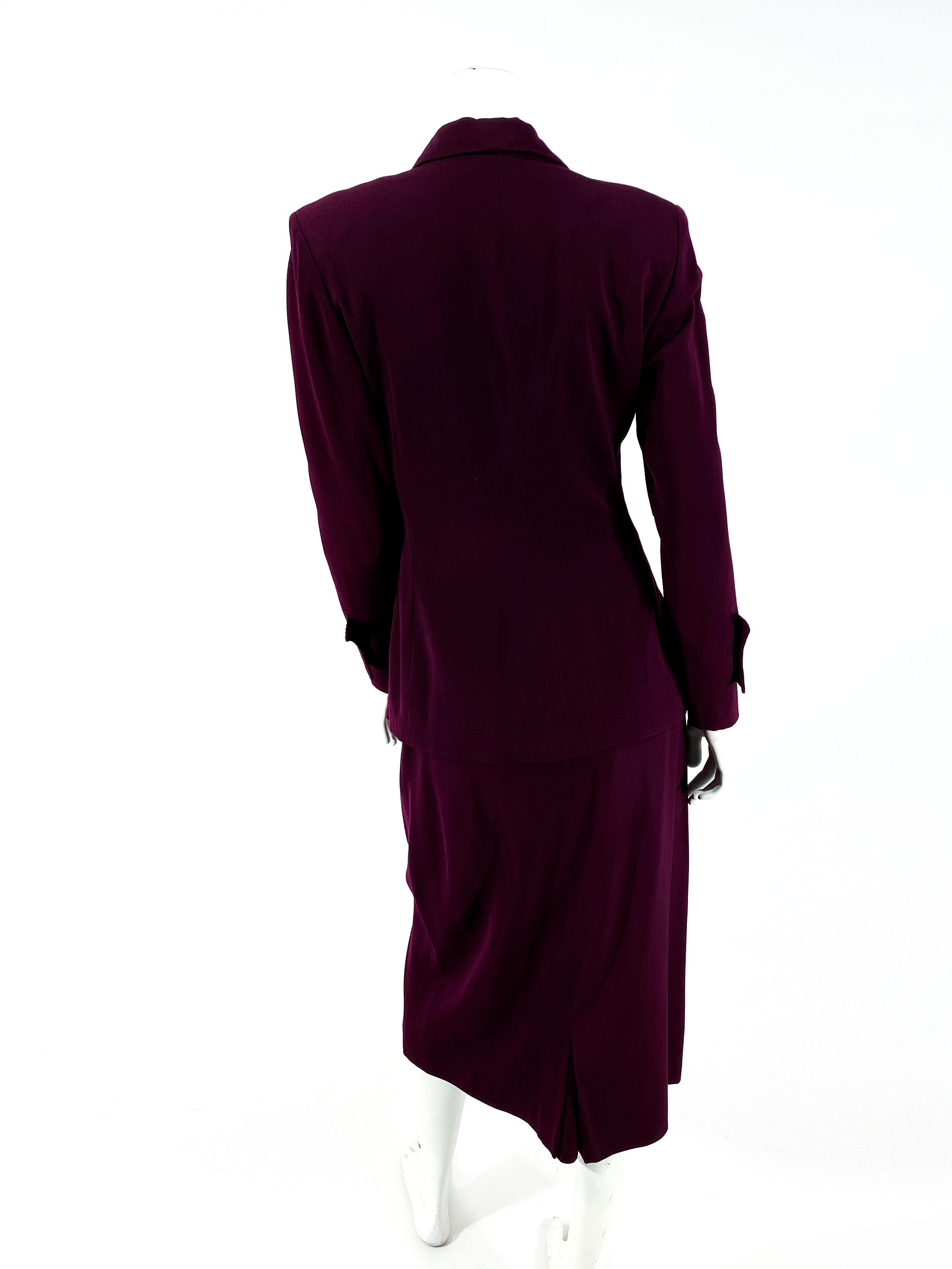 Women's 1940s Wine Gaberdine Suit For Sale