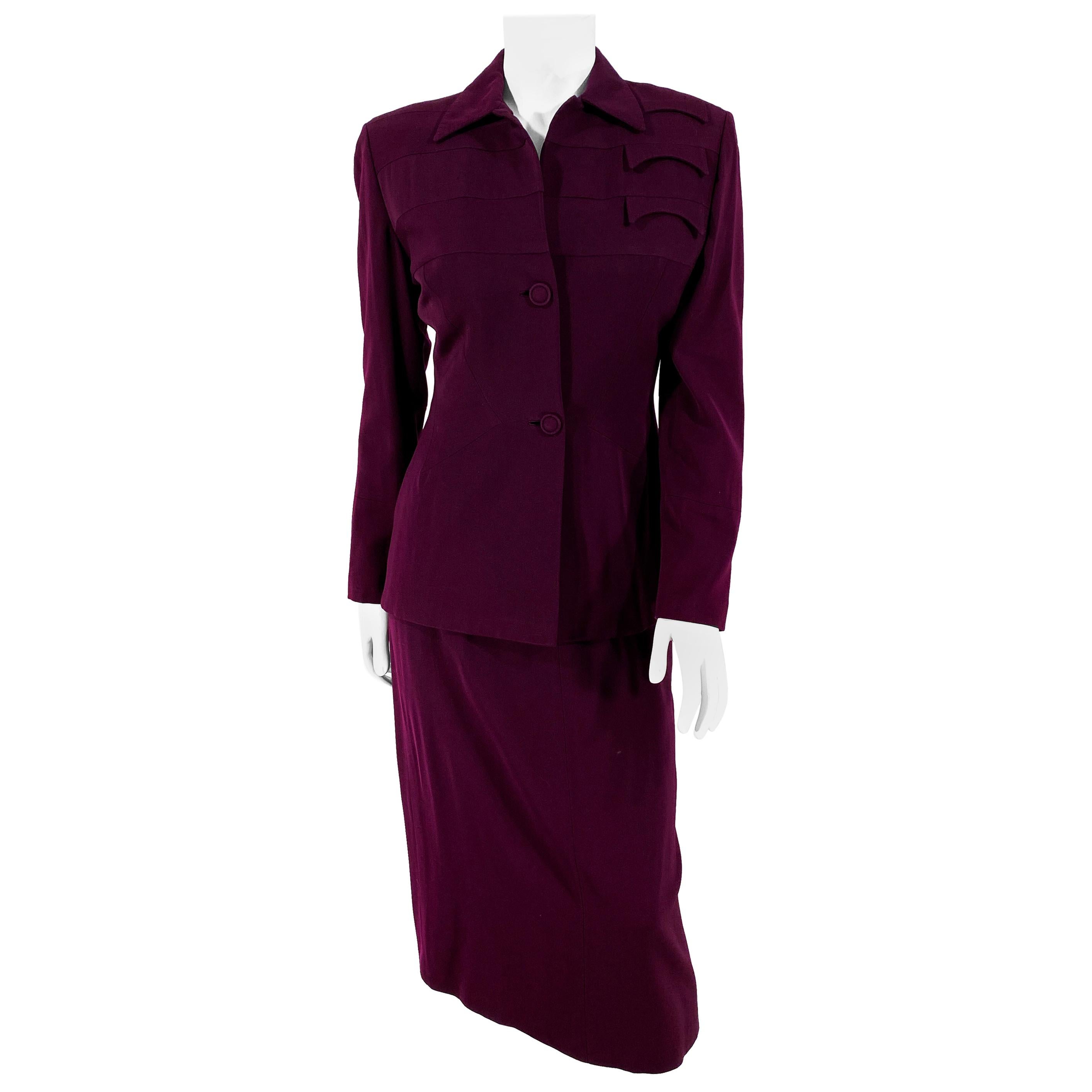 1940s Wine Gaberdine Suit For Sale