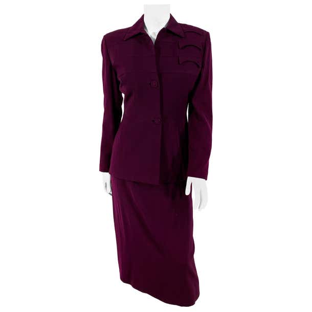 1940s Wine Gaberdine Suit For Sale at 1stDibs